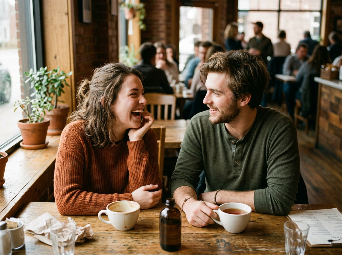 New couple getting to know each other over coffee