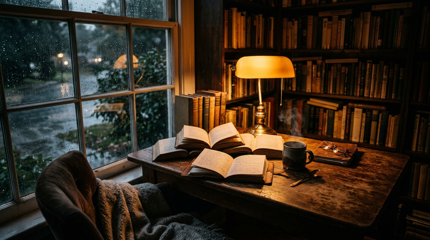 Cozy reading nook with open books on attachment styles by Levine and Sue Johnson