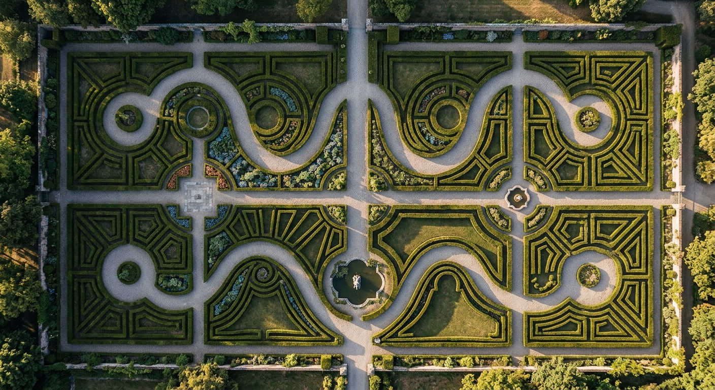 Aerial view of diverging garden paths symbolizing trust and communication honesty in relationships