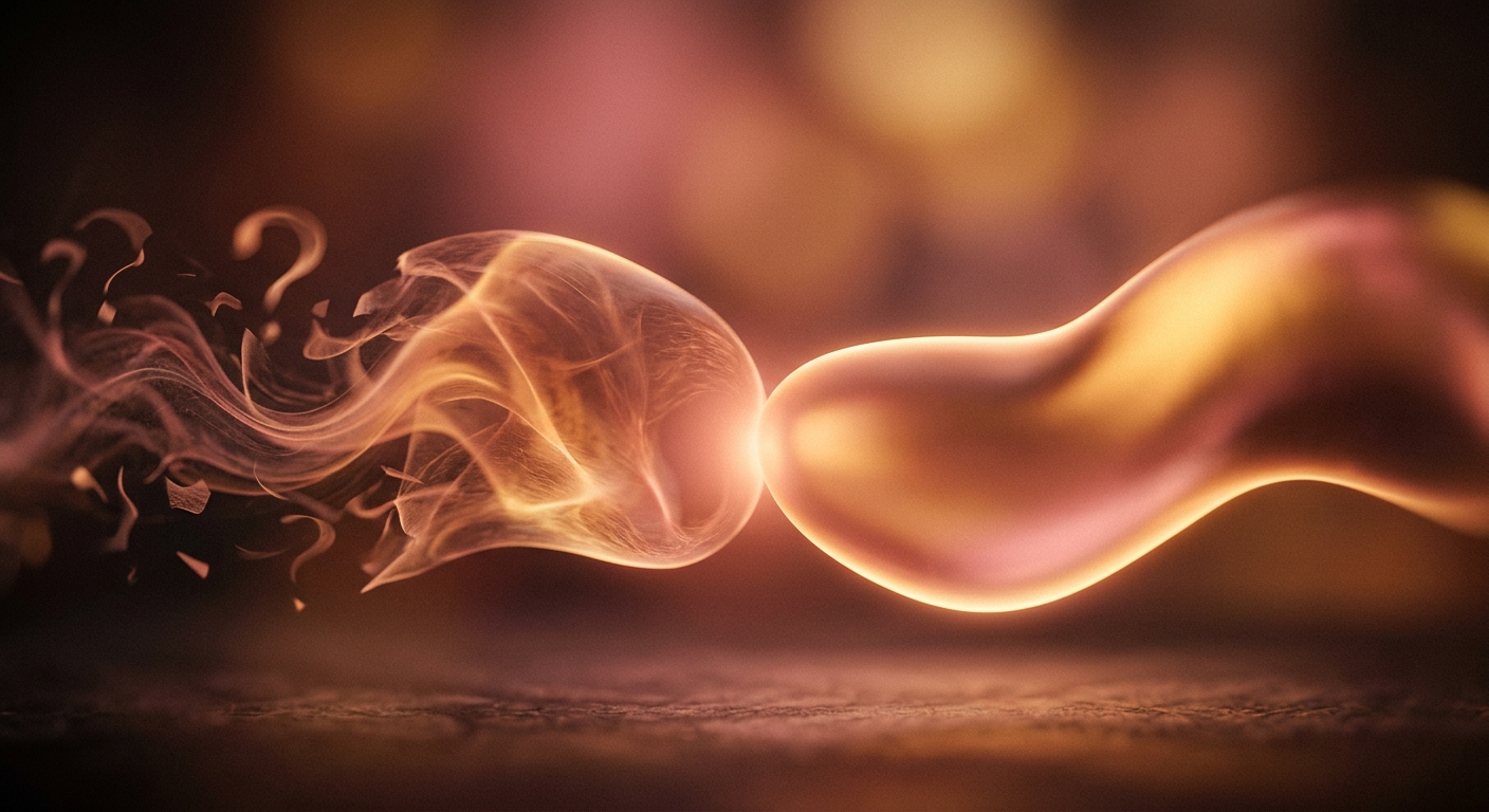 Abstract shapes converging in warm tones evoking Reddit relationship advice and pre-engagement clarity