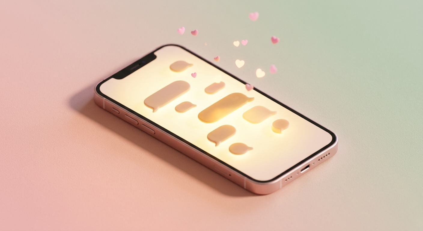 Close-up of glowing smartphone with chat bubbles symbolizing texting behavior patterns in relationships