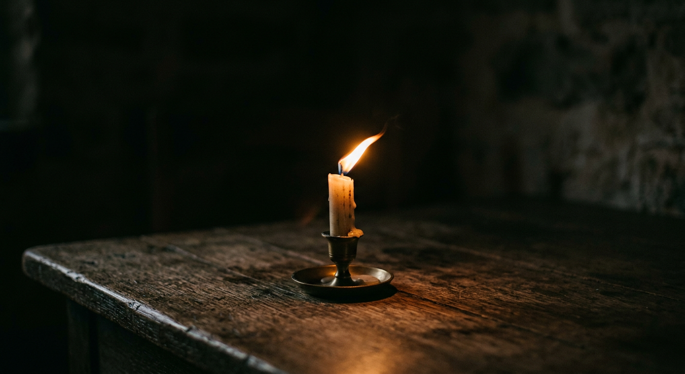 A single candle flame in darkness symbolizing emotional vulnerability and psychological safety in relationships